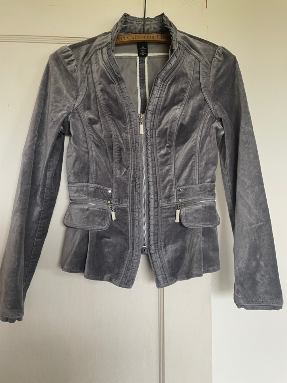 White House Black Market Gray Velvet Jacket